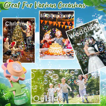 Sunflower Bubble Machine for Kids Automatic Flower Bubble Toy with Light for Toddlers Bubble Maker Blower for Kids Outdoor Toys