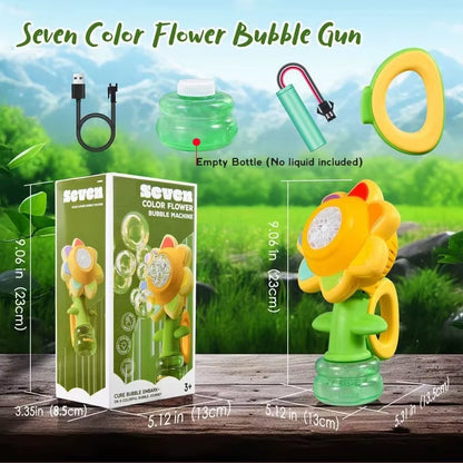 Sunflower Bubble Machine for Kids Automatic Flower Bubble Toy with Light for Toddlers Bubble Maker Blower for Kids Outdoor Toys